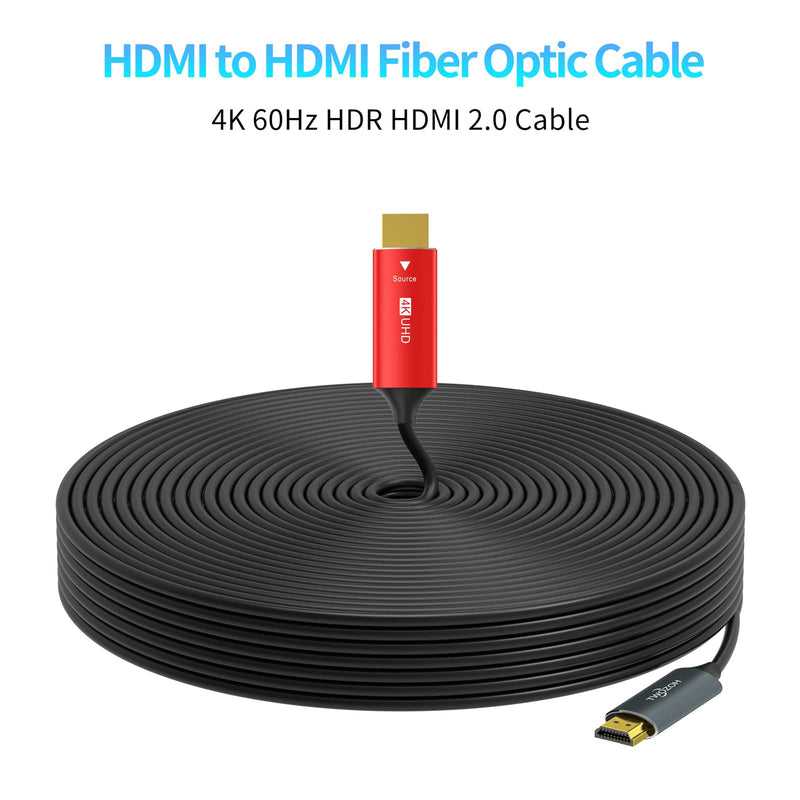 Twozoh HDMI Fiber Optic Cable 60FT, Long 4K Fiber HDMI Cord Supports 4K@60Hz/18Gbps