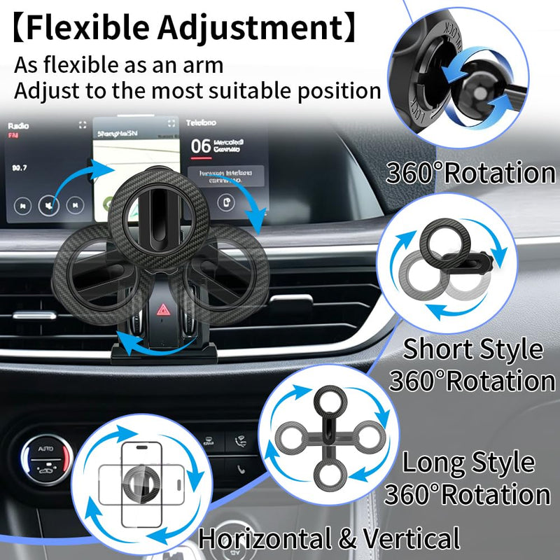 Car Phone Holder Mount for Alfa Romeo Stelvio 2018-2026 Accessories | Magnetic Cellphone Stand, Cell Phones Navigation Charging Screen Cradles,Double 360°Rotation,for Magsafe Magnet Accessory