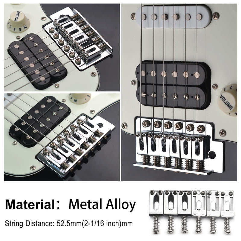 10.5mm Guitar Tremolo Bridge Saddles for Fender Stratocaster Strat Telecaster Tele Electric Guitar Replacement (Chrome) Chrome