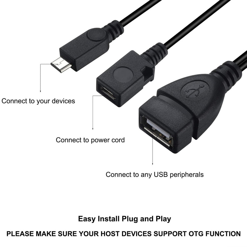 ZYF Micro USB to USB Port Adapter (OTG Cable + Power Cable) for Firestick, Streaming TV Sticks, Media Devices, Android Phone Tablet - 2 Pack