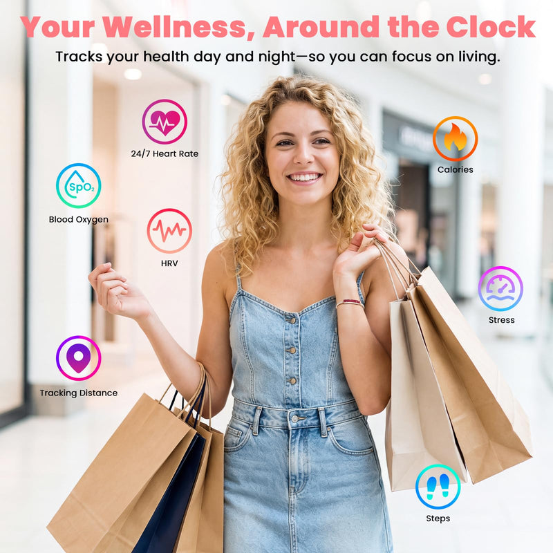 Smart Bracelet for Women | Screenless Jewelry Fitness Tracker with Sleep, Heart Rate, Stress & Steps Tracking, 7-Day Battery, Waterproof, Red Pure Red