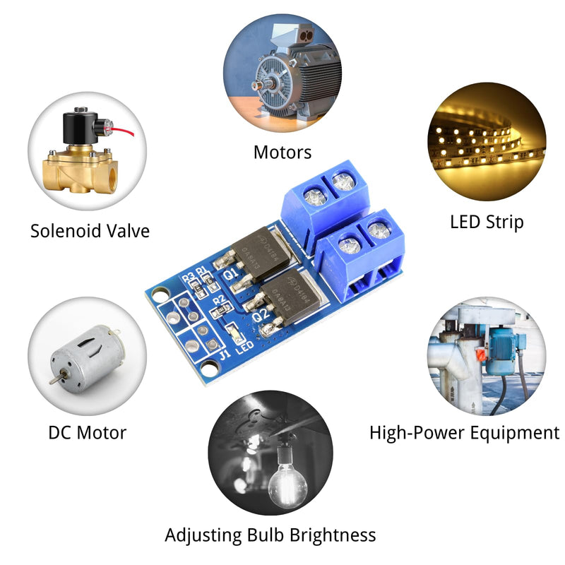 LAOMAO Transistor Mosfet Module 5V-36V 400W PWM Dual High Performance Driver Module MOSFET Switch Drive Compatible with Arduino (Pack of 20)