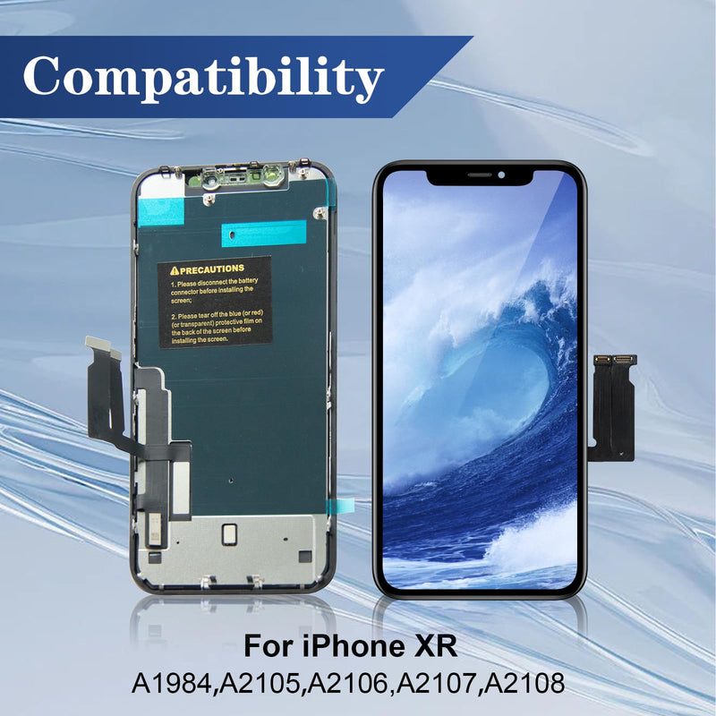 Wholesale for iPhone XR Screen Replacement, LCD Display COF Touch Digitizer Assembly,Compatible with iPhone XR LCD Screen Replacement 6.1inch (A1984，A2105，A2106，A2108)with Waterproof Adhesive No Tools for iPhone XR（No tool）