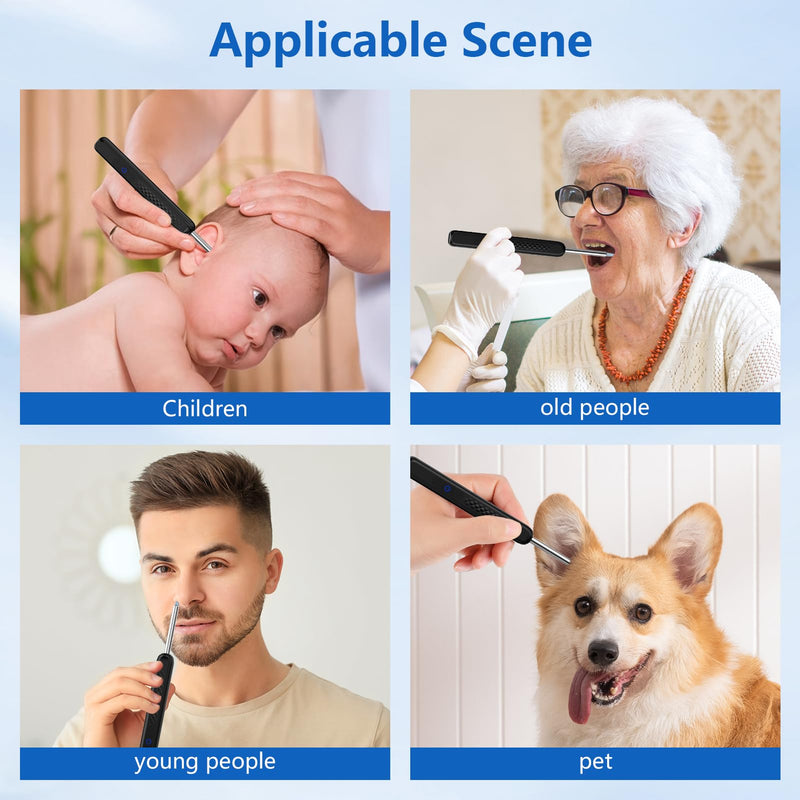 GlasFlength Ear Wax Remover Otoscope, WiFi Ear Cleaner with 1296P HD Camera Wireless Waterproof Ear Cleaner with 6 LEDs 3.6 mm Lens Ear Cleaner for iOS and Android Phones (Black)