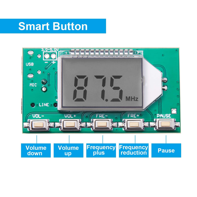 [AUSTRALIA] - 2 Pieces Digital FM Transmitter Module Stereo FM Transmitter DSP PLL 76.0-108.0MHz Stereo Frequency Modulation with LCD Display Line/USB/Mic Input, DC 3.0V - 5.0V 