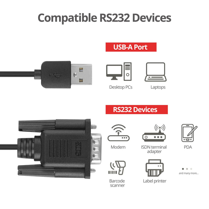 USB to RS-232 Serial Adapter Cable | Connect legacy serial equipment at up to 921Kbps; ESD protection and Windows/Mac support reduce deployment issues.