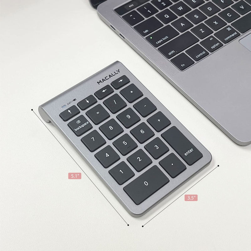 Macally Bluetooth Number Pad for Laptop - Wireless Numeric Keypad - 35-Key Numeric Keypad for Data Entry, Numpad Compatible with MacBook, iPad, iPhone, iOS, Laptop, Windows, Android