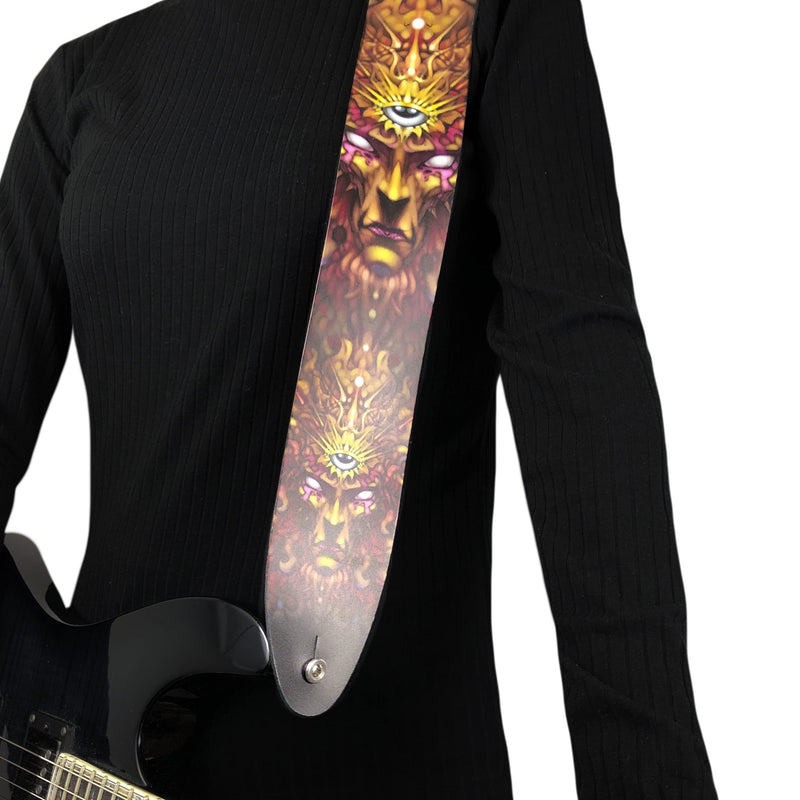 [AUSTRALIA] - Perri's Leathers, Official David Bolt Solar Mind Licenced Leather Guitar Strap, Direct to Leather Series, Anti-Slip, Adjustable from 42.5" to 56" Inch, Compatible w/All Button Lock Systems 