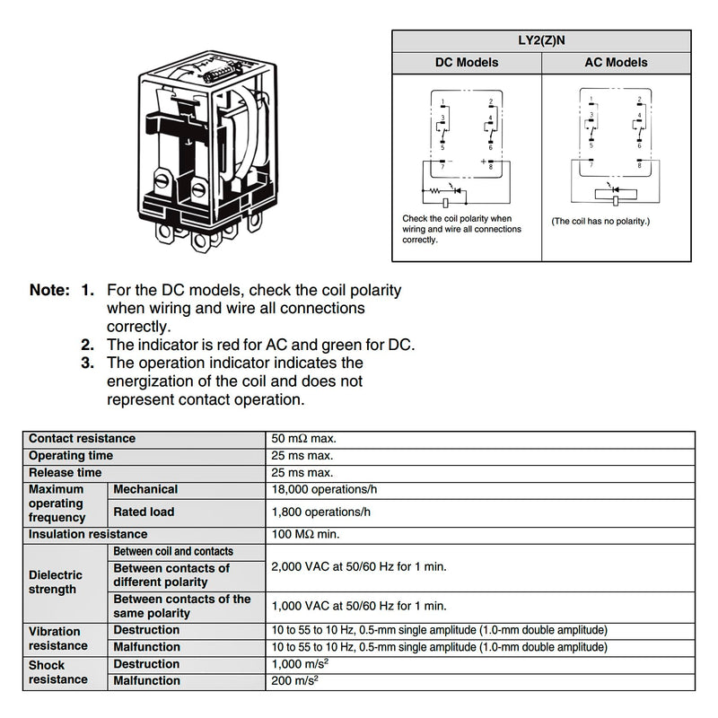 General Purpose Relay Module, Relay Switch, LY2NJ, 12VDC Coil, 10A 24VDC/220VAC, DPDT, LED Indicator, with Socket Base