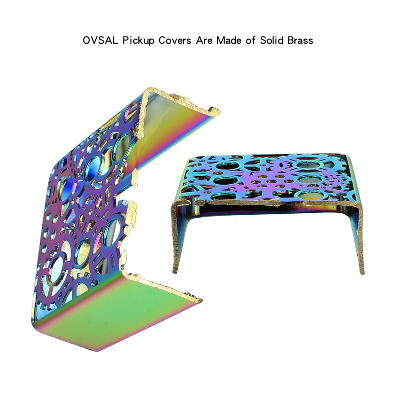 2 PCS Brass Humbucker Guitar Pickup Covers 50mm/52mm Pole Spacing engraved Guitar Pickup Covers Pickup Covers electric guitar pickup covers for Les Paul Electric Guitar (Colorful) Style A heptachrome