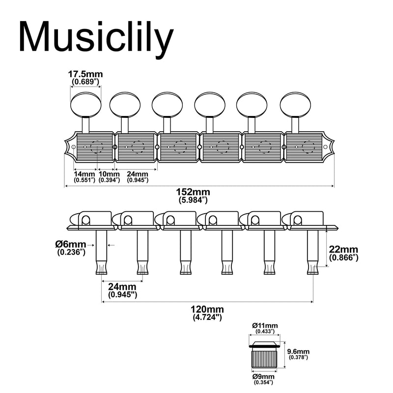 [AUSTRALIA] - Musiclily Pro Vintage 6-in-Line Guitar Tuners Split Shaft Machine Heads Tuning Pegs Keys Set for Squier Classic Vibe Fender Strat/Tele Style, Nickel with Off White Button 