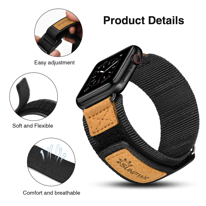 Bundle of the Rugged Nylon Velcro Apple Watch Band (Black/Army green)