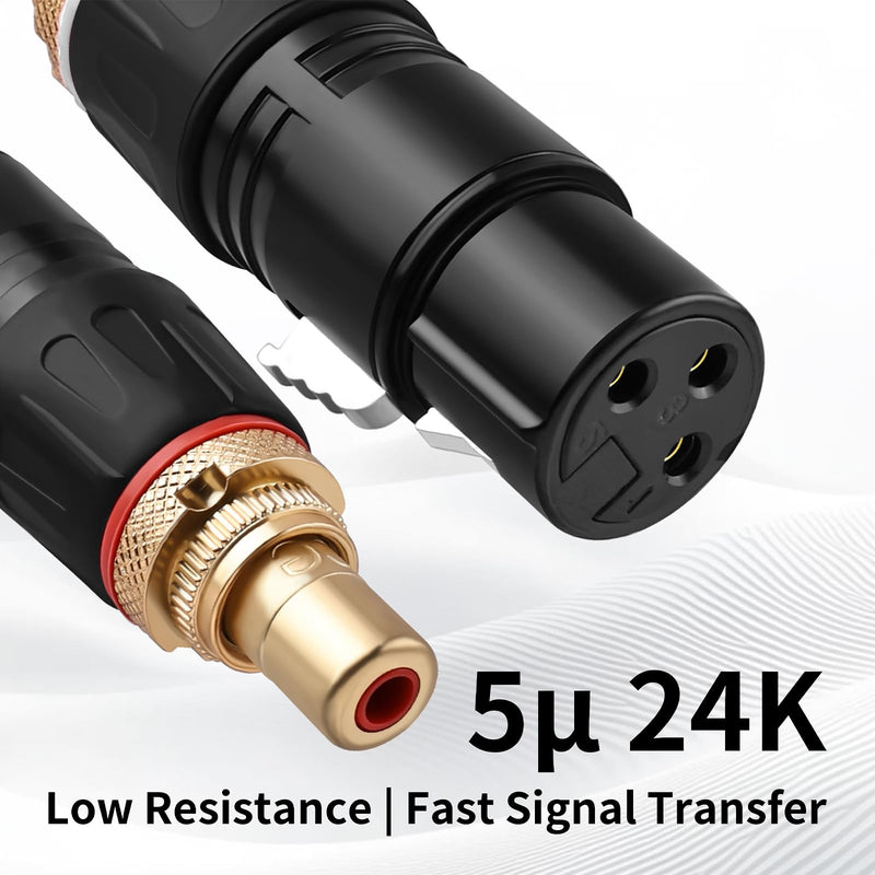 24K Gold Plated XLR to RCA Adapter (4-Count) - XLR Female to RCA Female Hi-Fi Audio Converter, Zinc Alloy Shielded for Audiophiles, Home Studio & Pro Audio Setup 4 Count