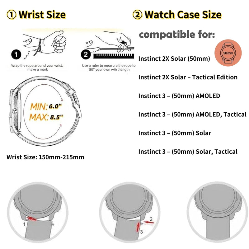 for Garmin Instinct Watch Band, Rugged Nylon Replacement Strap for Instinct 2 Instinct 3 45mm, Compatible with Garmin Instinct Solar, Tactical, Tide Esports, Sport Outdoor Work Use Replacement Band