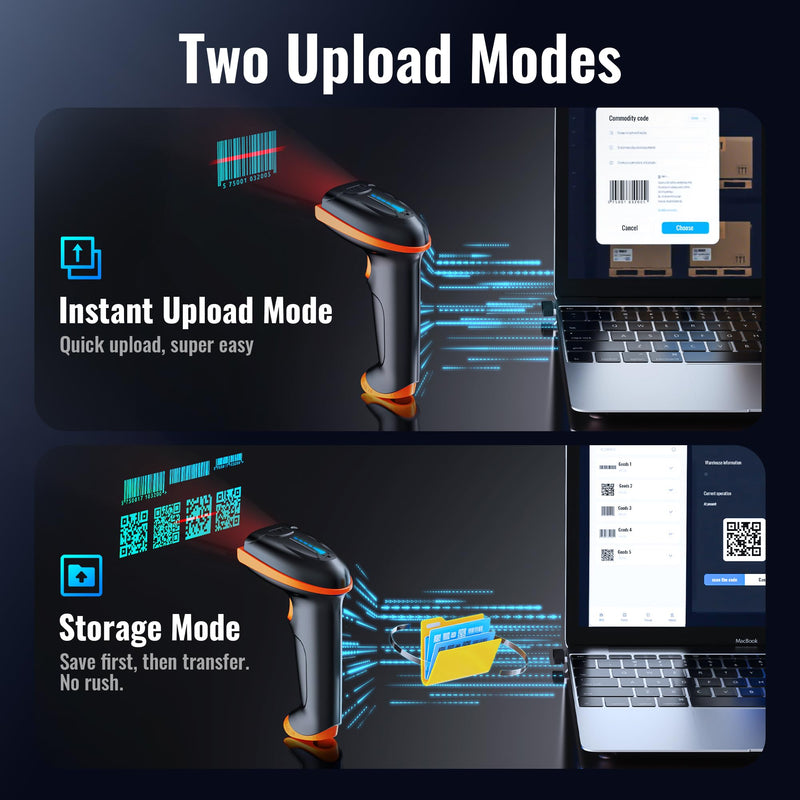 [AUSTRALIA] - Tera 1D 2D QR Barcode Scanner Wireless and Wired with Battery Level Indicator Digital Printed Bar Codes Reader with Stand Portable Handheld Barcode Scanner Compact Plug and Play Model D5100-Z 2D with stand 
