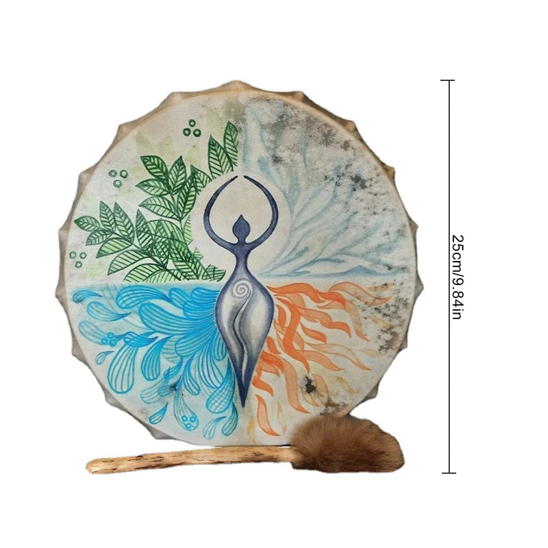 FIRLAR Shaman Drum,10 Inch Shaman Hand Drum With Drum Stick, Instrumental Shaman Alchemy Moon Drum, Sound Healer Shaman Drum For Spiritual Music, Reflection Meditation (Tree) Tree