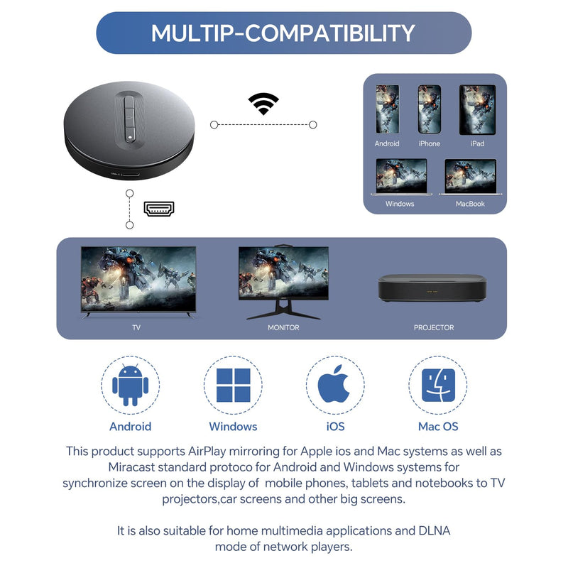 [AUSTRALIA] - Wireless HDMI Display Dongle Adapter – Miracast Dongle, DLNA, AirPlay - Plug & Play Video/Audio Streaming from Laptop, PC, Smartphone to HDTV, Projector, Monitor 