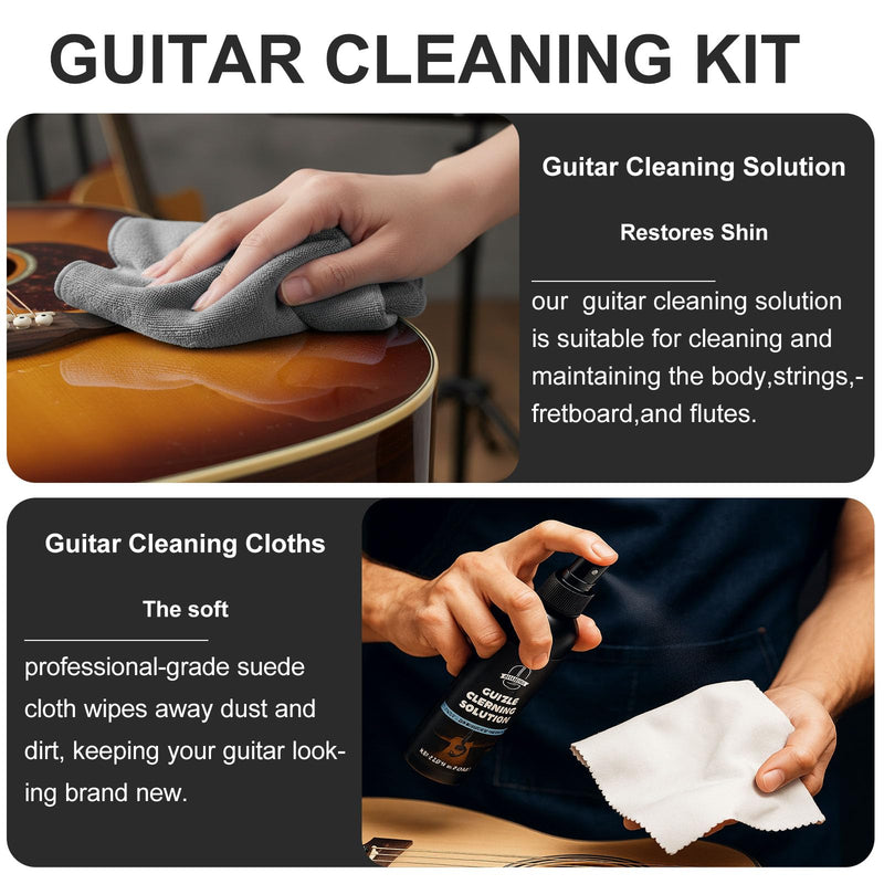 [AUSTRALIA] - Guitar Cleaning Kit, All-in-One Guitar Maintenance Kit for Guitar Cleaning and Maintenance, Ideal for Beginners and Professionals 
