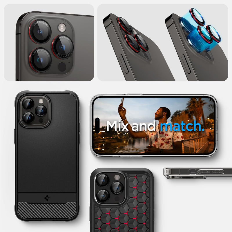 Spigen Camera Lens Screen Protector [GlasTR EZ Fit Optik Pro] Designed for iPhone 15 Pro Max/iPhone 15 Pro/iPhone 14 Pro Max/iPhone 14 Pro [Case Friendly] - L-Series [2 Pack]