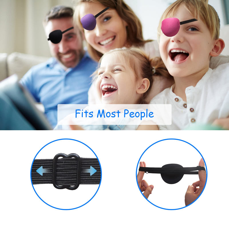 6PCS Eye Patch, Adjustable Soft Eye Patches for Adults and Kids,Medical Eyepatch,Amblyopia Lazy Eye Patches for Left or Right Eyes, 6 Colors