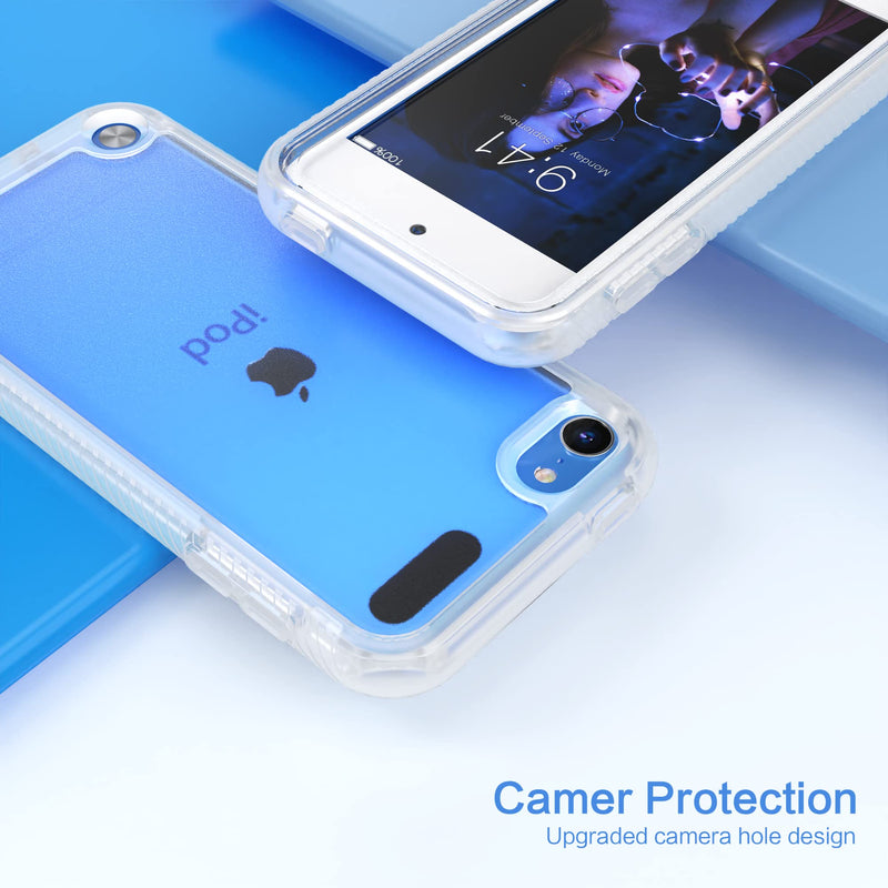 Compatible with iPod Touch 7th Generation Case, 2 in 1 Shockproof iPod Case with Screen Protectors, Hybrid Slim Fit Protection Shock Resistant Cover for iPod Touch 5/6/7th Generation, Clear