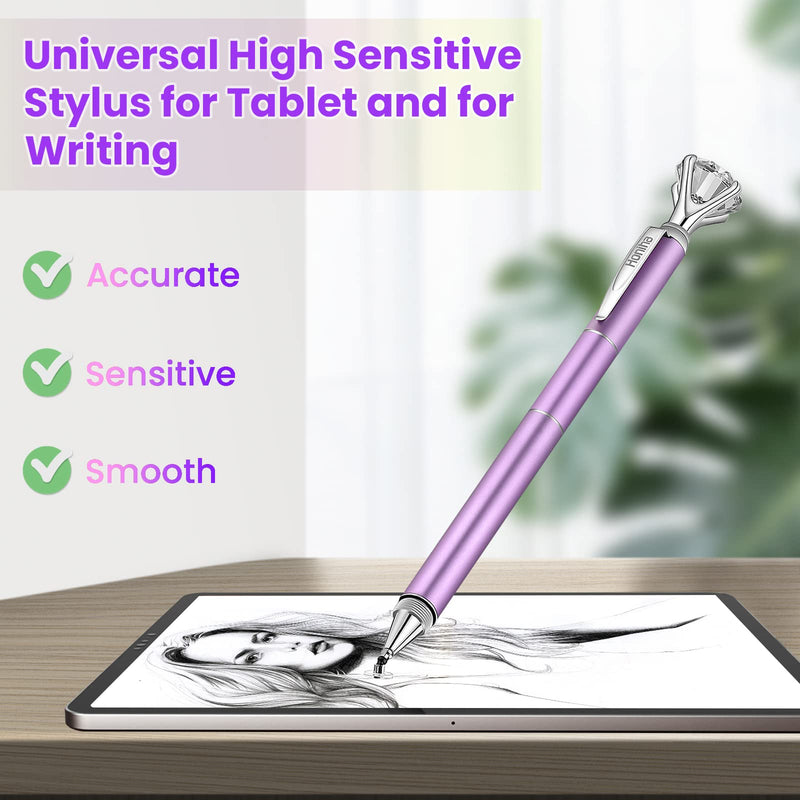 Honiha Stylus Pen, Big Diamond Multi-Tips Stylus Pens for Touch Screens Capacitive Stylus Universal Stylist Pen for for iPad iPhone and All Other Tablets & Cell Phones-Purple Purple
