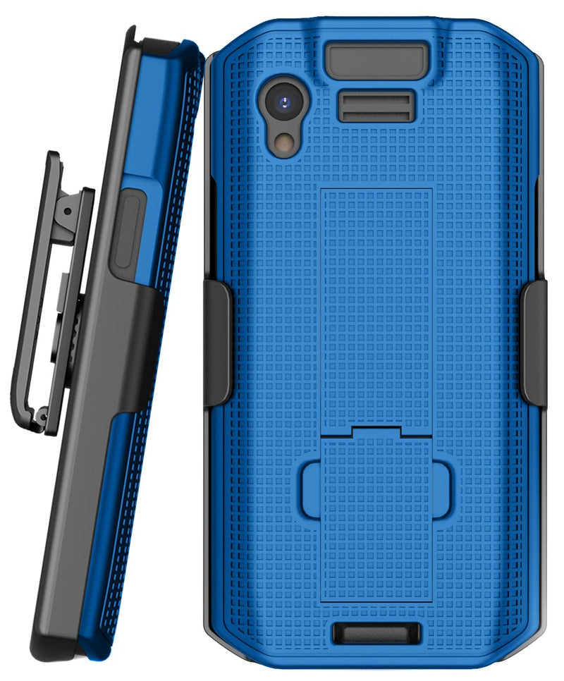 [AUSTRALIA] - Case with Clip for Zebra TC21 TC26 Mobile Computer Scanner, Nakedcellphone Slim Hard Shell Cover with Kickstand and [Rotating/Ratchet] Belt Hip Holster Combo - Cobalt Blue 