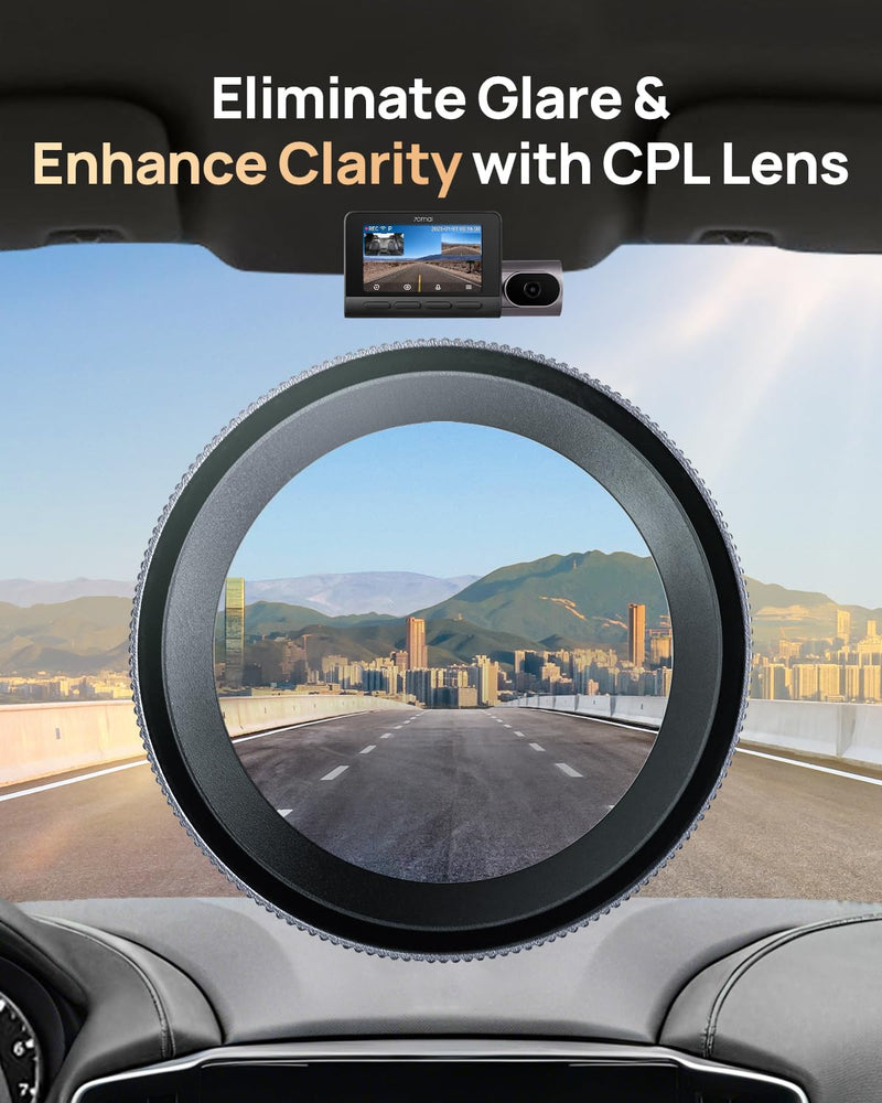 CPL Filter for 70mai T800&T800E Dash Cam, Anti-Glare Polarizing Lens with Snap-On Design, Scratch-Resistant & Enhance Clarity.