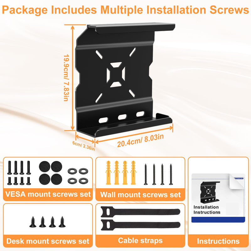 Mount for Alienware Alpha R2 Mini Gaming PC - Wall & Under Desk Mount - Compatible with 75 x 75 mm or 100 x 100 mm VESA Pattern - Black