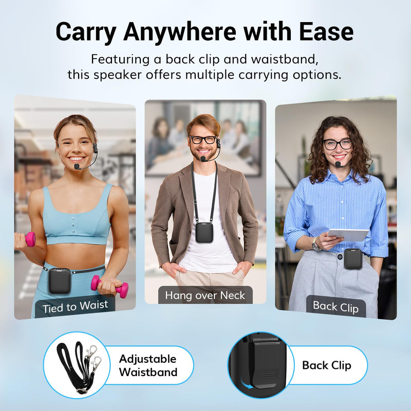 [AUSTRALIA] - TONOR Voice Amplifier for Teachers, 15W Bluetooth Voice Amplifier with Wireless Headset Mic, Portable Megaphone Speaker Rechargeable PA System 82ft for Teaching, Speaking, Fitness Instructors K11 
