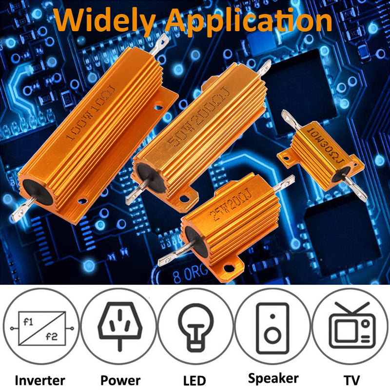 ETOPARS 3 Pcs 100W 3 Ohm 5% Aluminium Casing Wirewound Resistor Load Resistors Tap Resistor Chassis Mounting Wirewound Golden Housing Resistor 3 Ohm 100W gold 100w