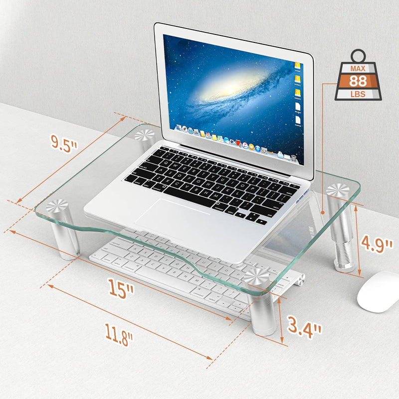 Computer Monitor Riser with Height Adjustable Multi Media Desktop Stand for Flat Screen LCD LED TV, Laptop/Notebook/Xbox One