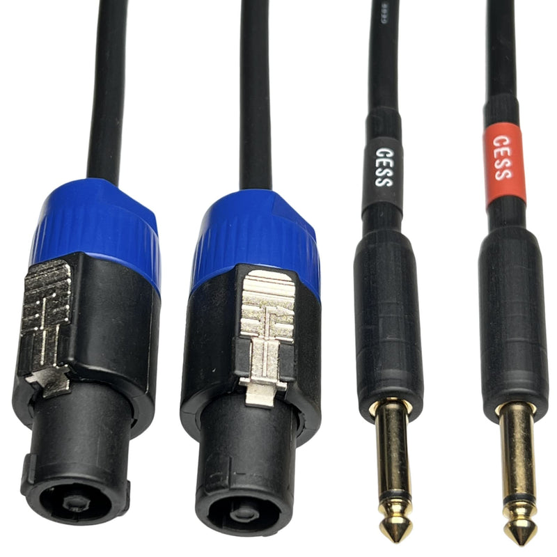 [AUSTRALIA] - CESS-118-3f Speakon Plug to 1/4 TS Plug 12AWG OFC Speaker Wire, 2 Cables (3 Feet) 