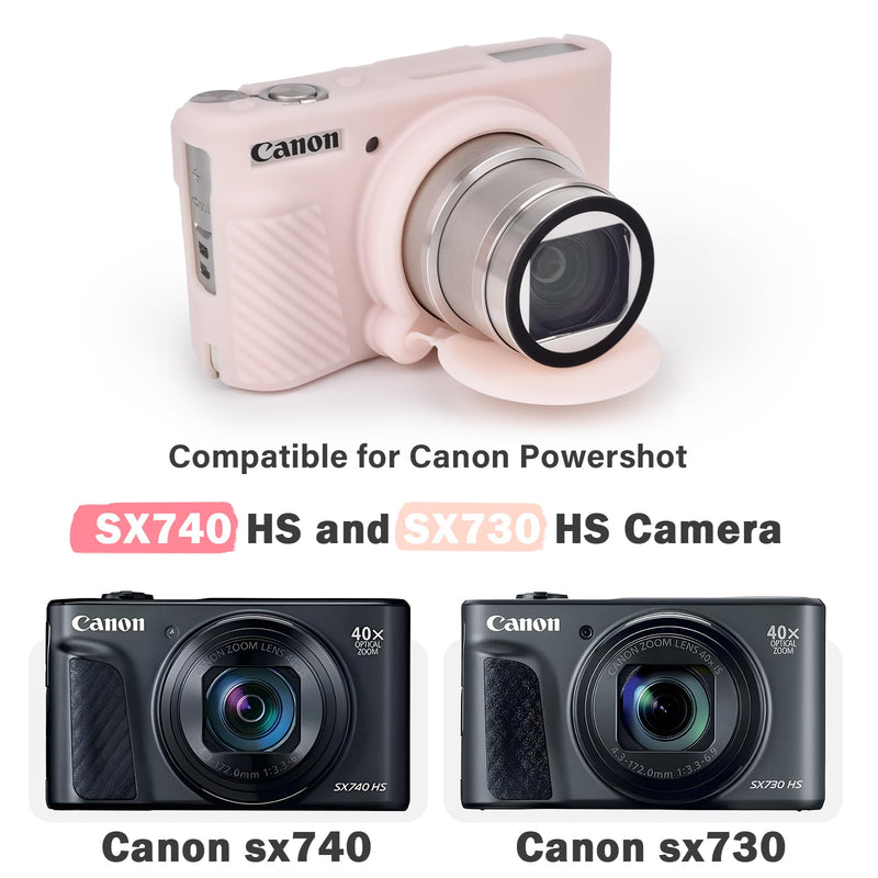 MUZIRI KINOKOO SX730 SX740 Camera Case, Soft Silicone Case for Canon PowerShot SX740/SX730 HS Camera - Anti-Scratch Slim Fit Lightweight Protective Case - Jelly Pink