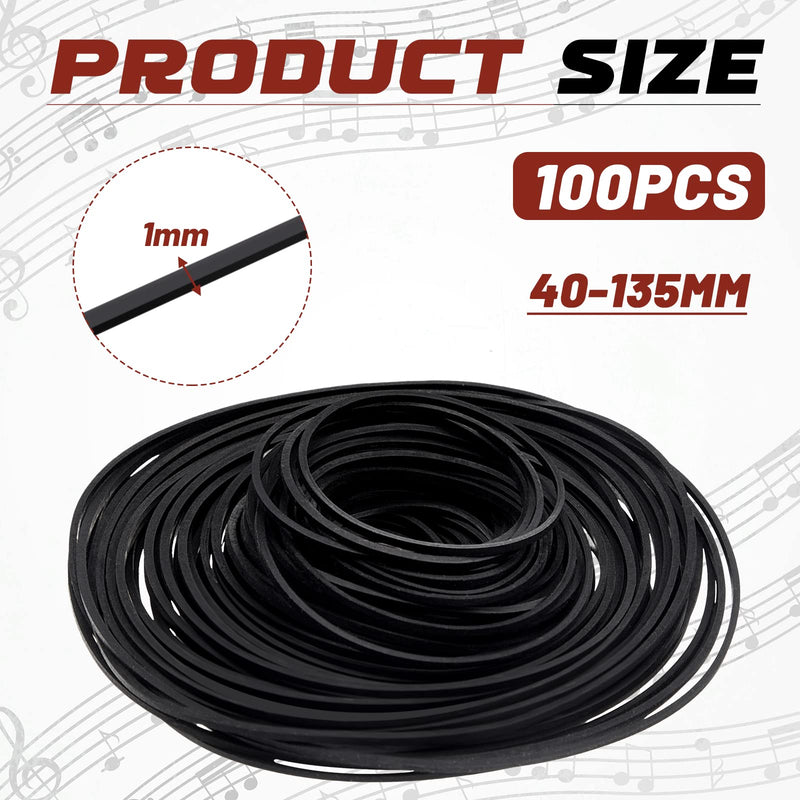 100 Pcs Recorder Rubber Belts 40-135 mm Square Belt Cassette Tape Machine Repair Maintenance Mix Cassette Recorder Belts for DVD CD LD VCR Repeater Drives (1mm Width) 1mm Width