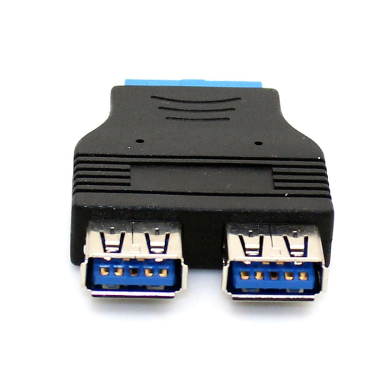 SinLoon 2 Ports USB 3.0 Female to USB3.0 Motherboard Female 20 Pin Header Connector Extension Adapter Slot Adapter Splitter for USB Ports Directly to Your Motherboard (USB3.0 Connector 20 PIN)