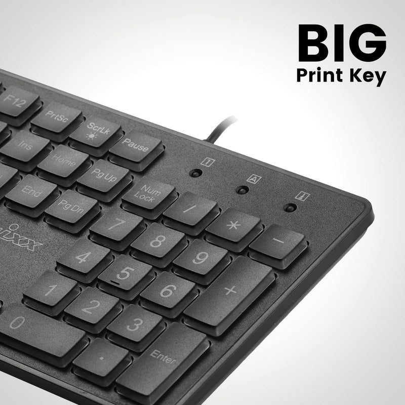 Perixx PERIBOARD-317 Wired Backlit USB Keyboard, Big Print Letter with White Illuminated LED, US English Layout Black