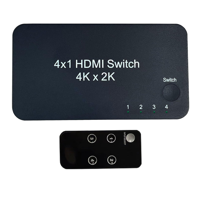 HDMI Switch 4 in 1 Out, 4 Port HDMI Switcher Selector Box with IR Remote Control & Auto Switch, Support 4K@60Hz, 1080p 3D,