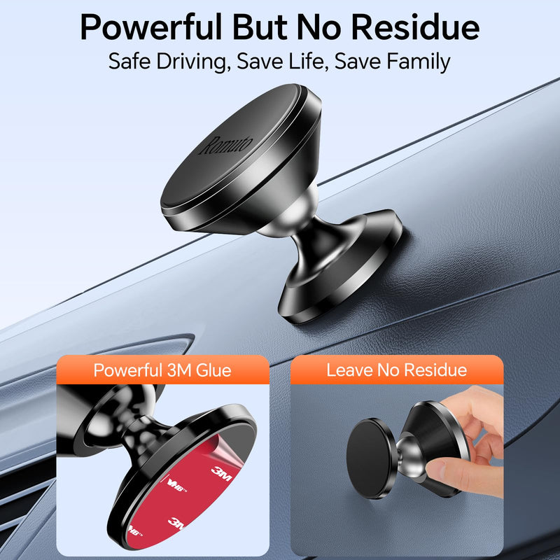 【 2-Pack 】 Magnetic Phone Holder for car Dashboard [ Strong Magnet ] [ 4 Metal Plate ] iPhone Magnetic Phone Mount for car, [ 360° Rotation ] Universal Dash Car Mount Fits All Cell Phone