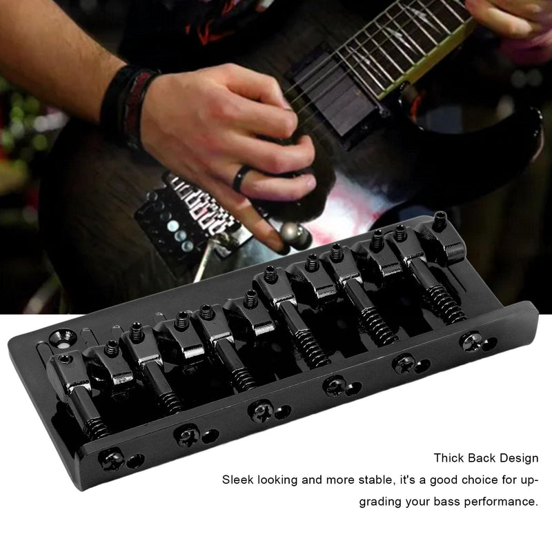 6 String Bass Bridge Hardtail Top Load Adjustable Saddles Zinc Alloy Replacement for Precision Bass Guitar Fixed Bridge Assembly Black