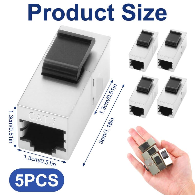 Pack of 5 10Gbps Cat7 Keystone RJ45 Module, 600 MHz Shielded Coupling Ethernet Coupling Connector, Socket Network Tool-free Connection Coupler for Patch Panel Network Socket