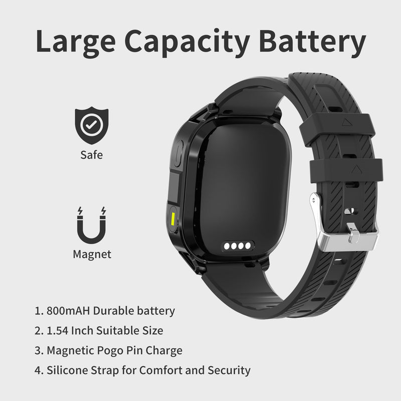 4G Kids Smart Watch with GPS Tracker & Phone Call for Age 5-12,Tracking Smartwatch with SOS Calling, School Mode, Parental Controls, Video Call Voice Chat Camera Alarm Clock Flashlight Birthday Gifts Black