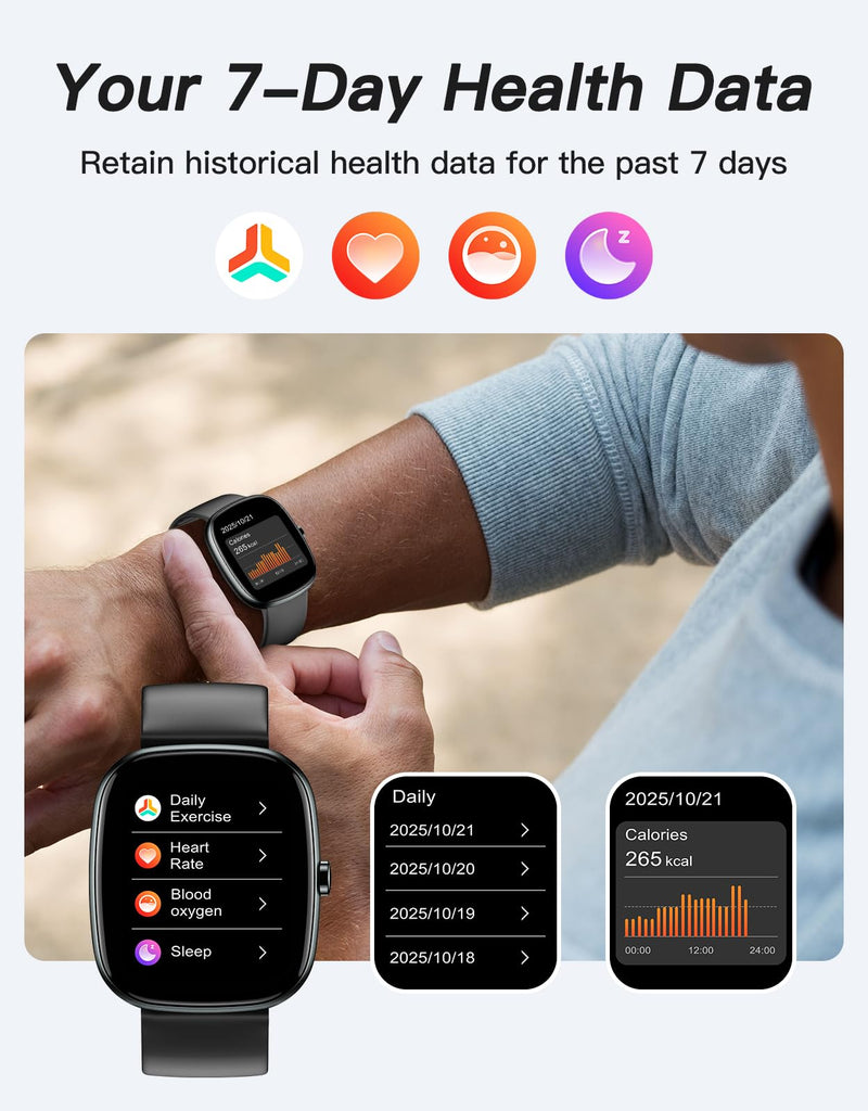 Fitness Tracker, No Bluetooth No APP/Phone Needed, 1.8" Fitness Watch | Pedometer Watch for Men Women, Heart Rate/Blood Oxygen/Sleep Monitor, 100 Sports, Steps Counter Walking Running Waterproof Black