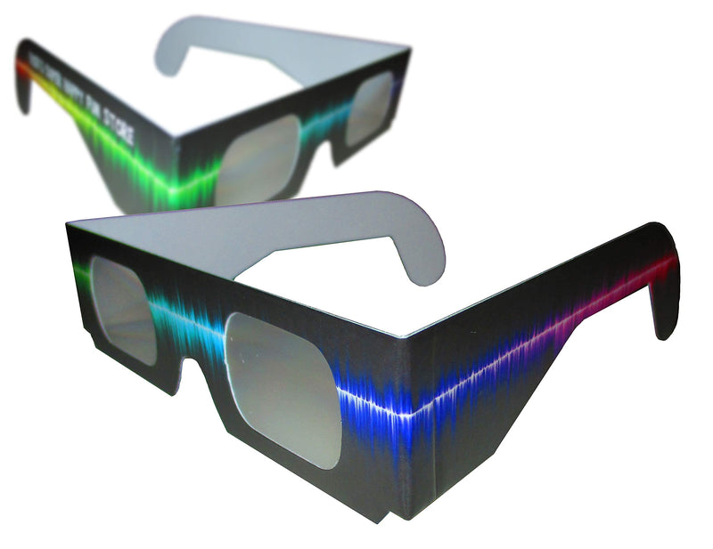 Fireworks Diffraction Prism Glasses - Trippy Tie Dye and Rave Waves Frame Designs - 50 Paper Glasses Total - See Rainbow Bursts of Color From Prismatic Lenses