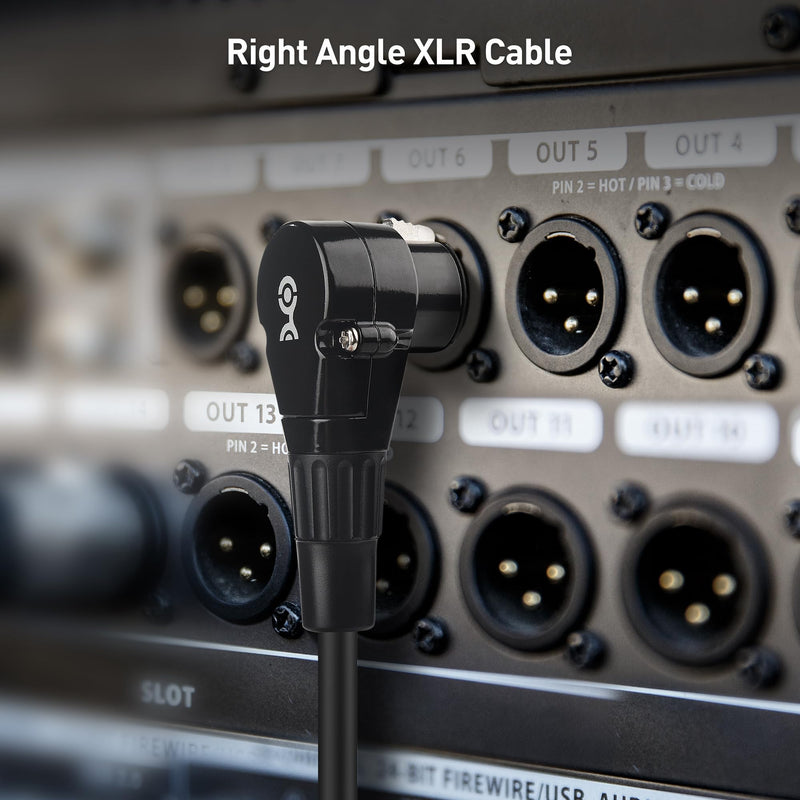 Cable Matters 2-Pack Right Angle XLR Cable, Short XLR Microphone Cable 1 Foot Oxygen-Free Copper (OFC) XLR Right Angle Cable, Mic Cord, XLR Speaker Cables, Black 1ft