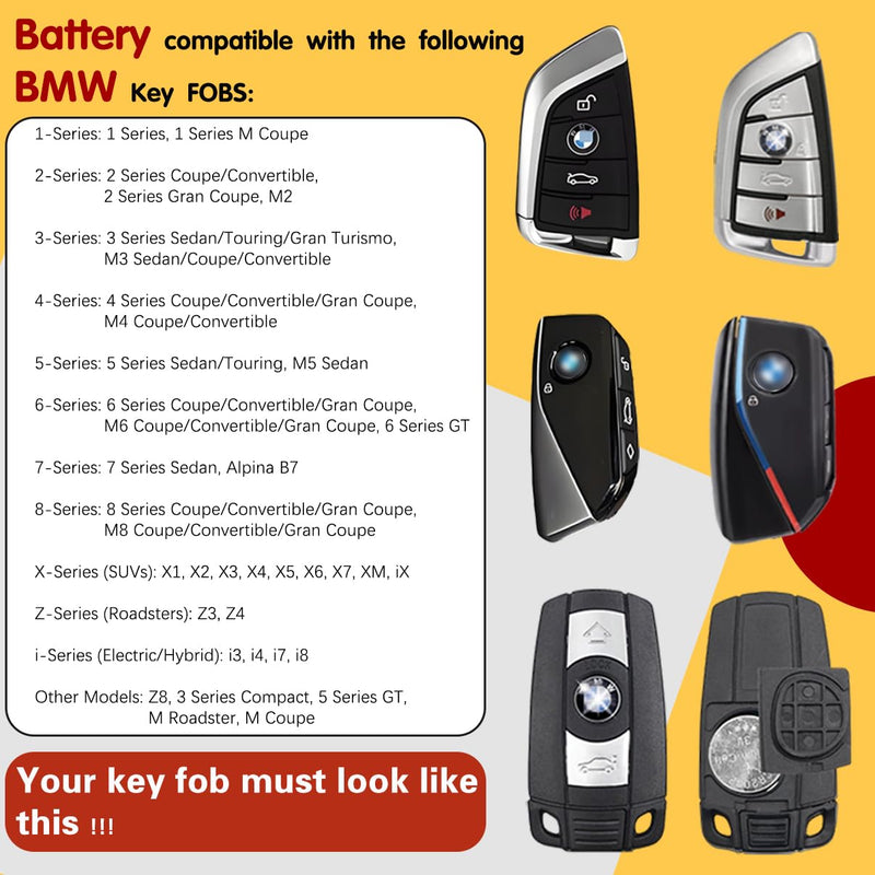 Key Fob Replacement Battery for BMW Fits 1-9 Series X1 X2 X3 X4 X5 X6 X7 XM M3 M5 M6 M8 iX i3 i4 i7 i8 Smart Keyless Remote