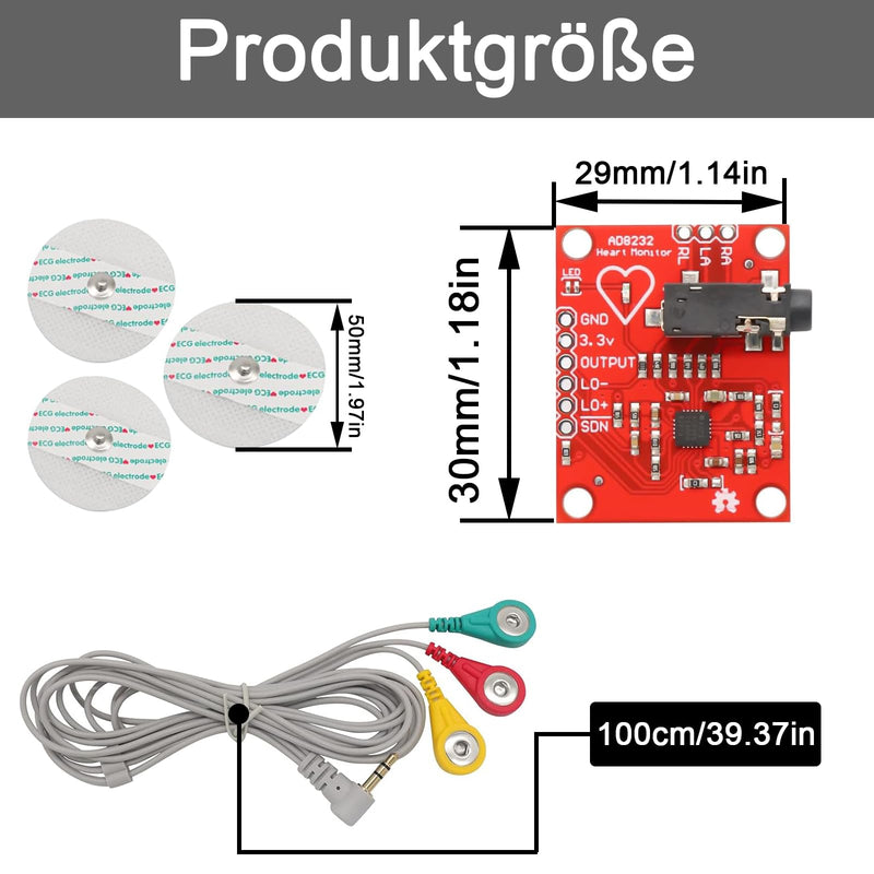 GERUI ECG Module AD8232 ECG Measurement Pulse Heart Rate Sensor Module Kit ECG Monitoring Sensor for Arduino