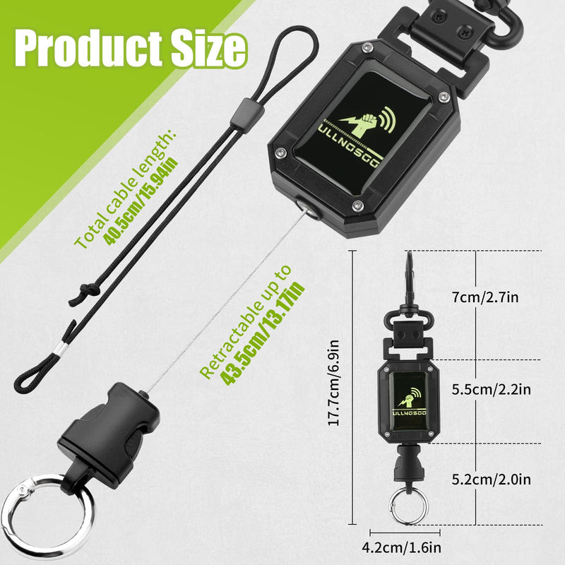 CB Mic Holder, 2Pcs Retractable Luminous Material 360° Rotatable Microphone Hanger Keeper CB Radio Accessory, Heavy-Duty Tether 32" Stainless Steel Cord with Adjustable Mount Kit for Night Driving 2