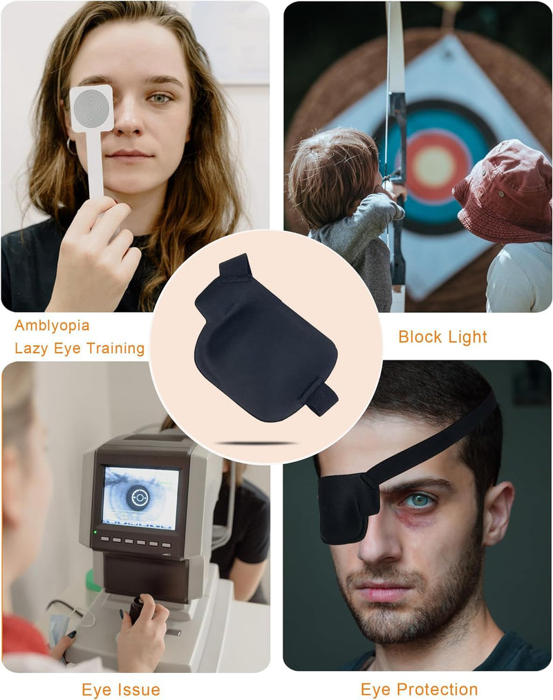 3D Eye Patch, Medical Eye Patches for Adults Kids, 3D Amblyopia Lazy Eye Patches for Left Eye Black