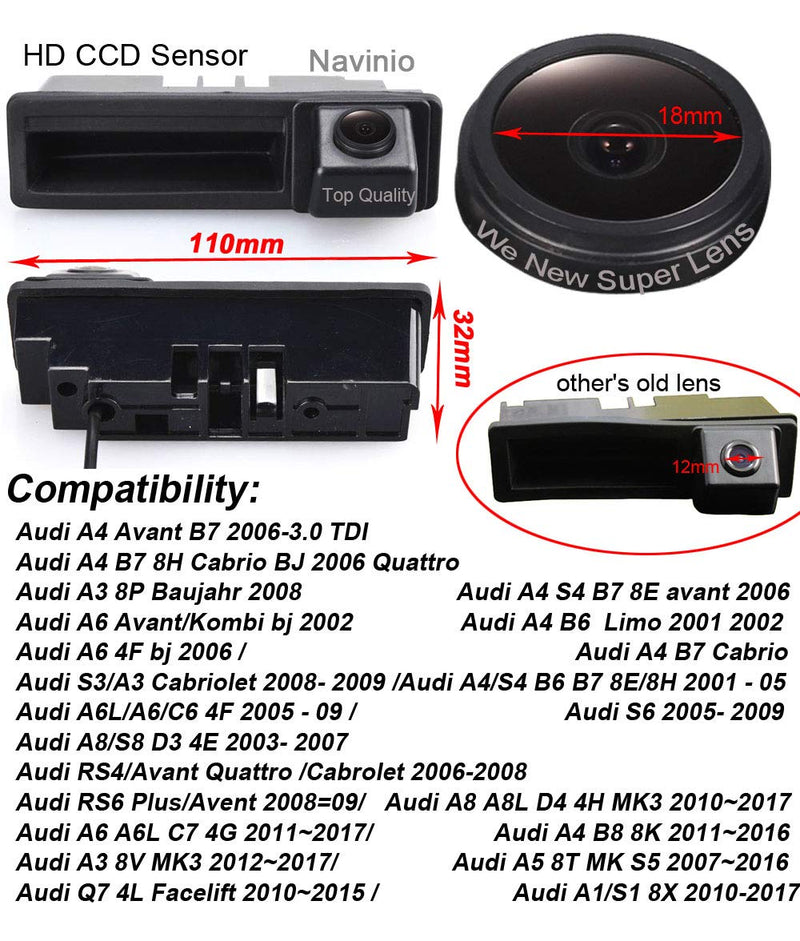 Super Starlight pro Vehicle Camera 170 Wide Angle Night Vision Rear View Camera Reverse Parking for Audi A6L Q7 A3 A4 A6 A8 A5 S4 S6 S3 RS4 RS6(Model B=110 * 32) Model 2=01678